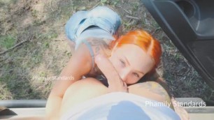 Outdoor Nature Blowjob. Huge Pearl Necklace Reward.