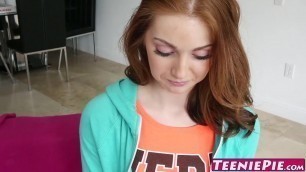 Young redhead babe Natalie Lust creampied by huge dick