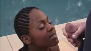 Black slut Kiwi takes a load in her face