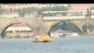 young couple having public sex in a boat