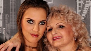 Horny granny in an old and young threesome