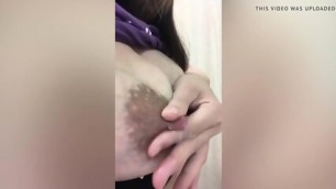 Lactating Mom With Purple Shirt Leaks All Over