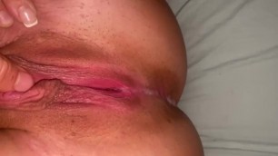 18 Year old Stretching Pussy so Daddy could Fit his Fat Cock in (DEEP CREAM PIE AND PUSSY PLAY)